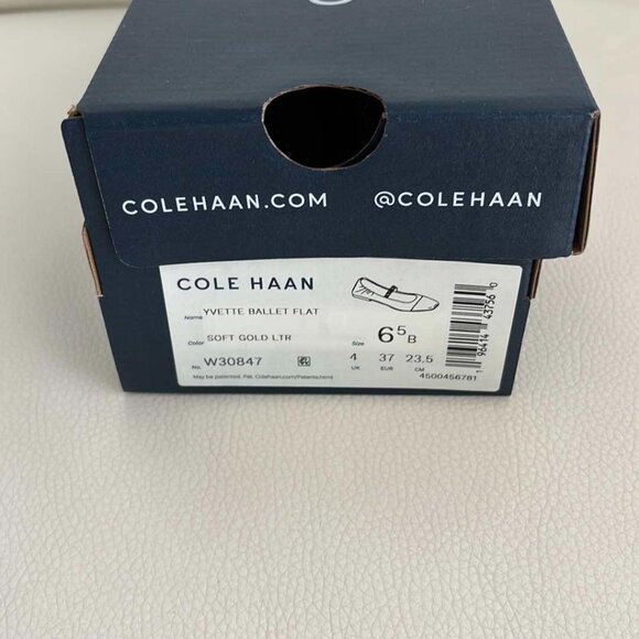 New Cole Haan Yvette Mary Jane Ballet Flats Gold 6.5 - Picture 4 of 4